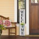 Glitzhome 42"H Wooden White WELCOME Porch Sign with Metal Planter