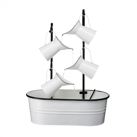 Glitzhome 33.25"H White Enamel Metal Cascading Water Fountain