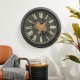 Glitzhome 27.50"D Oversized  Vintage Round Black Gear Clock With Tempered Glass