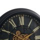 Glitzhome 27.50"D Oversized  Vintage Round Black Gear Clock With Tempered Glass