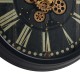 Glitzhome 27.50"D Oversized  Vintage Round Black Gear Clock With Tempered Glass