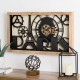 Glitzhome 30.00"L Industrial Metal/Wood Eiffel Tower Silhouette Gear Wall Clock (without glass)