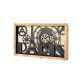 Glitzhome 30.00"L Industrial Metal/Wood Eiffel Tower Silhouette Gear Wall Clock (without glass)