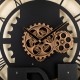 Glitzhome 30.00"L Industrial Metal/Wood Eiffel Tower Silhouette Gear Wall Clock (without glass)