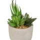 Glitzhome Artificial Succulent Plants in Cement Pots, Set of 3