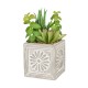 Glitzhome Artificial Succulent Plants in Cement Pots, Set of 3