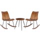 Glitzhome Two Bamboo Rocking Chairs and One Accent Table