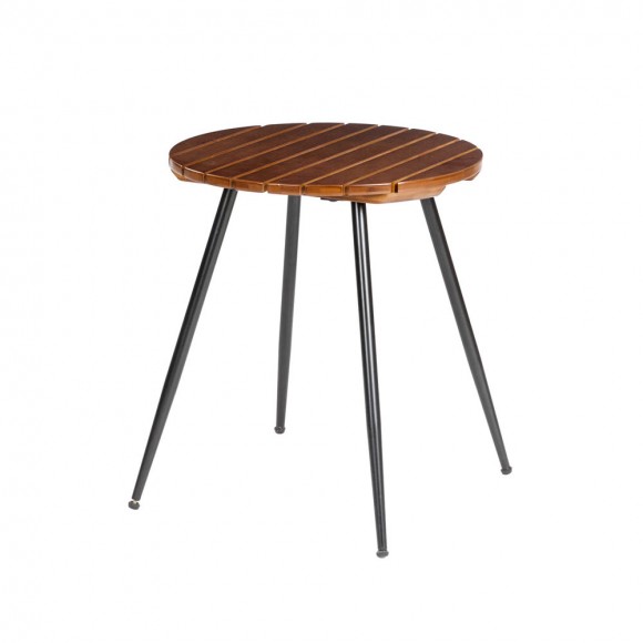 Glitzhome 18.25"H Accent Table with Bamboo Slatted Round Top
