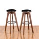 Glitzhome 30"H Bamboo Swivel Upholstery Bar Stool, Set of 2