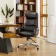 Glitzhome Mid-Century Modern Black Leatherette Adjustable Swivel High Back Office Chair