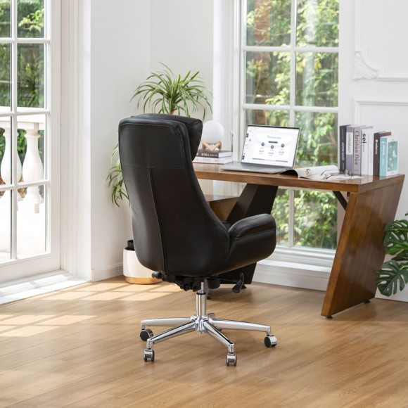 [OFFICIAL] Glitzhome MidCentury Modern Black Leatherette Adjustable Swivel High Back Office Chair