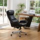 Glitzhome Mid-Century Modern Black Leatherette Adjustable Swivel High Back Office Chair