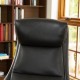 Glitzhome Mid-Century Modern Black Leatherette Adjustable Swivel High Back Office Chair