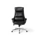 Glitzhome Mid-Century Modern Black Leatherette Adjustable Swivel High Back Office Chair