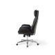 Glitzhome Mid-Century Modern Black Leatherette Adjustable Swivel High Back Office Chair