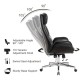 Glitzhome Mid-Century Modern Black Leatherette Adjustable Swivel High Back Office Chair