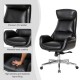 Glitzhome Mid-Century Modern Black Leatherette Adjustable Swivel High Back Office Chair