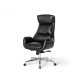 Glitzhome Mid-Century Modern Black Leatherette Adjustable Swivel High Back Office Chair