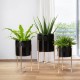 Glitzhome Modern Glossy Black Metal Plant Stands, Set of 3