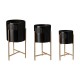 Glitzhome Modern Glossy Black Metal Plant Stands, Set of 3