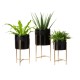 Glitzhome Modern Glossy Black Metal Plant Stands, Set of 3