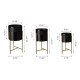 Glitzhome Modern Glossy Black Metal Plant Stands, Set of 3