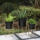 Glitzhome Modern Glossy Black Metal Plant Stands, Set of 3