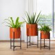 Glitzhome Modern Washed Orange Metal Plant Stands, Set of 3