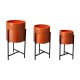 Glitzhome Modern Washed Orange Metal Plant Stands, Set of 3