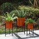 Glitzhome Modern Washed Orange Metal Plant Stands, Set of 3