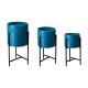 Glitzhome Modern Glossy Blue Metal Plant Stands, Set of 3