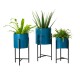 Glitzhome Modern Glossy Blue Metal Plant Stands, Set of 3