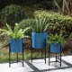 Glitzhome Modern Glossy Blue Metal Plant Stands, Set of 3