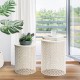 Glitzhome Set of 2 Cream White Metal Garden Stool or Plant Stand or Accent Table (Multi-functional)