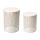 Glitzhome Set of 2 Cream White Metal Garden Stool or Plant Stand or Accent Table (Multi-functional)