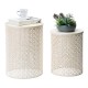 Glitzhome Set of 2 Cream White Metal Garden Stool or Plant Stand or Accent Table (Multi-functional)