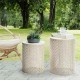 Glitzhome Set of 2 Cream White Metal Garden Stool or Plant Stand or Accent Table (Multi-functional)