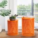 Glitzhome Set of 2 Orange Metal Garden Stool or Plant Stand or Accent Table (Multi-functional)