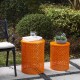 Glitzhome Set of 2 Orange Metal Garden Stool or Plant Stand or Accent Table (Multi-functional)