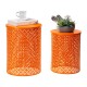 Glitzhome Set of 2 Orange Metal Garden Stool or Plant Stand or Accent Table (Multi-functional)