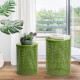 Glitzhome Set of 2 Green Metal Garden Stool or Plant Stand or Accent Table (Multi-functional)