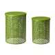 Glitzhome Set of 2 Green Metal Garden Stool or Plant Stand or Accent Table (Multi-functional)