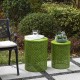 Glitzhome Set of 2 Green Metal Garden Stool or Plant Stand or Accent Table (Multi-functional)