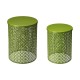 Glitzhome Set of 2 Green Metal Garden Stool or Plant Stand or Accent Table (Multi-functional)