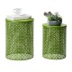 Glitzhome Set of 2 Green Metal Garden Stool or Plant Stand or Accent Table (Multi-functional)