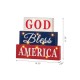 Glitzhome 11.75"L God Bless America Sign Wooden Patriotic Tiered Block with LED Lights