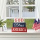Glitzhome 11.75"L God Bless America Sign Wooden Patriotic Tiered Block with LED Lights