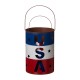 Glitzhome Metal Patriotic Bucket Lantern, Set of 2