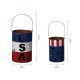 Glitzhome Metal Patriotic Bucket Lantern, Set of 2