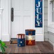 Glitzhome Metal Patriotic Bucket Lantern, Set of 2